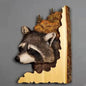 Handmade Cool Animal Carving Handcraft Wall Hanging Decoration Sculpture Wood Raccoon Bear Deer Hand Painted Home Room 13CM*20CM
