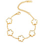 14K Gold Plated Stainless Steel Necklace Woman Five Leaf Petals Double