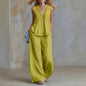 Women's Pullover Blouse And Pants Two-piece Set Women's V-Neck Vest Top Summer Suit Elastic Waist Trousers Lady Sets Outfit 2026
