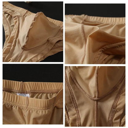 Sexy Men's Transparent Ice Silk Solid Color Panties Low-Waisted Breathable Underwear Pump Man Underpants Men Bulge Pouch Briefs