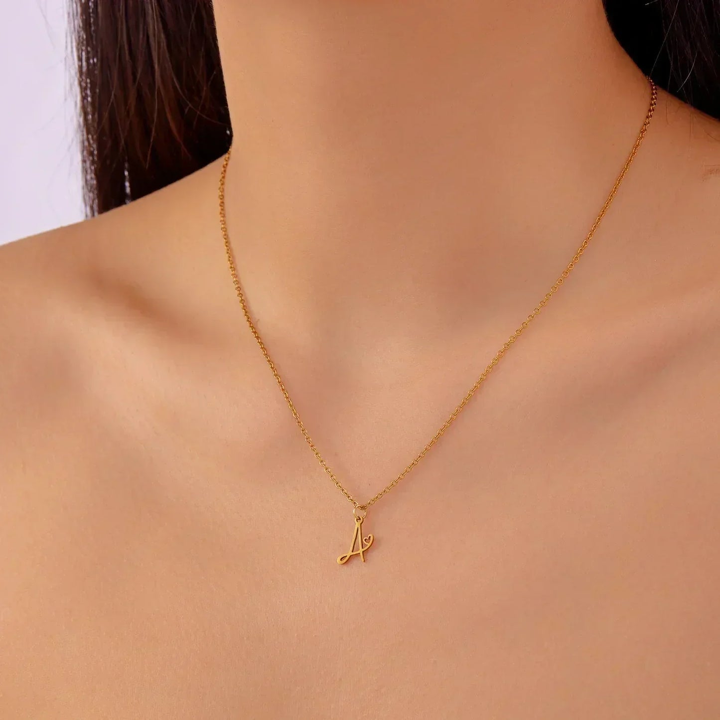 26 Initial Letters Heart Pendant Stainless Steel Necklace for Women Gold Color A-Z Alphabet Choker Chain Birthday Jewelry Gift