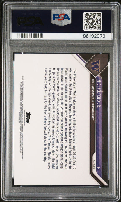 Graded 2023 Topps Bowman U Now Michael Penix Jr. #14 Rookie RC Football Card PSA 10 Gem Mint