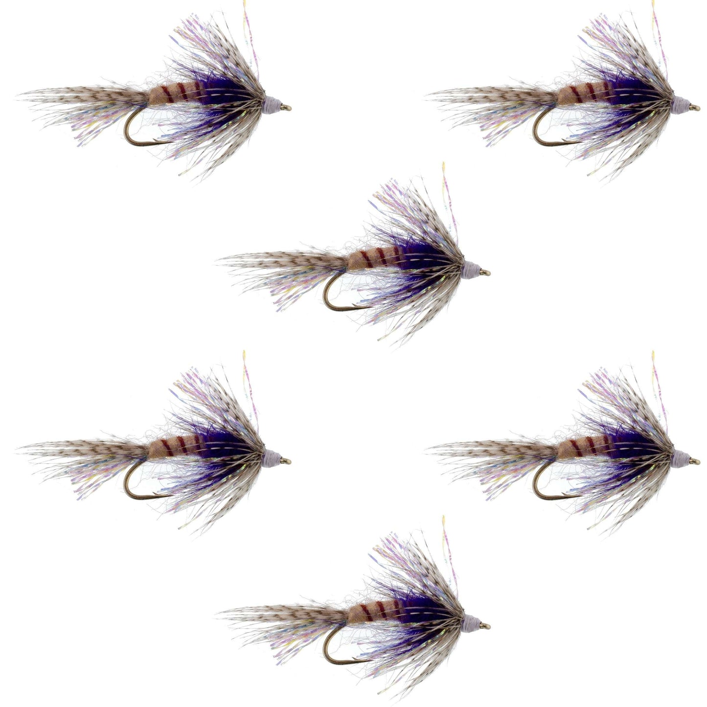 Purple Shakey Bealy Fall Soft Hackle Wet Fly - 6 Flies Hook Size 10