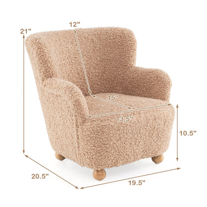 Sherpa Kids Sofa Comfy Toddler Armchair with Solid Rubber Wood Legs