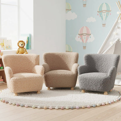 Sherpa Kids Sofa Comfy Toddler Armchair with Solid Rubber Wood Legs