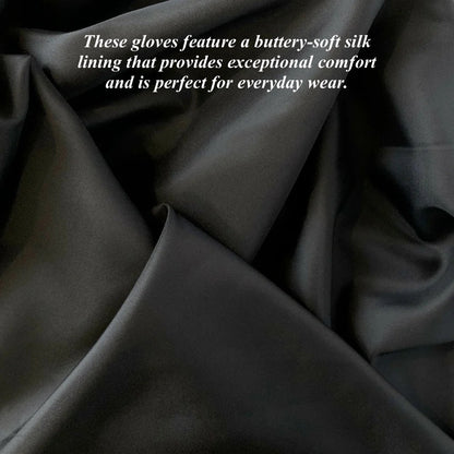 Elena (black) - Italian silk lined 6-button length leather opera gloves