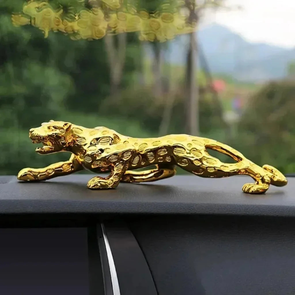 Silver Leopard Decorative Tabletop Sculpture for Home and Office Decor