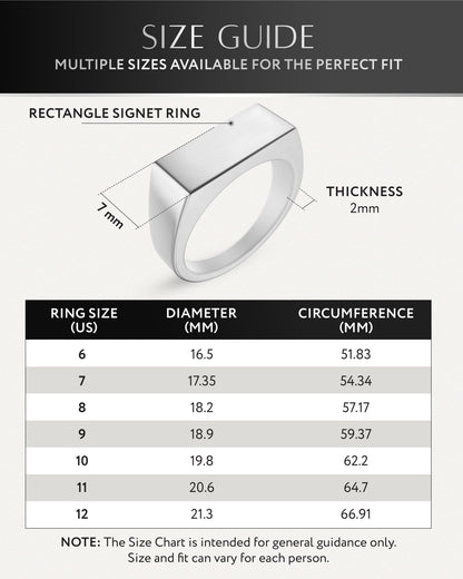 Rectangle Silver Signet Rings (Polished)