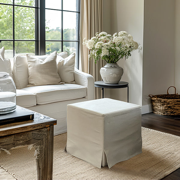 Deluxe Slipcover Upholstered Ottoman