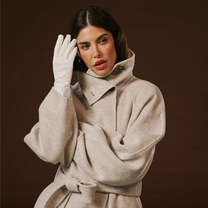 Sofia (white) - Italian lambskin leather gloves with silk lining