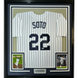 Framed Autographed/Signed Juan Soto 35x39 New York Pinstripe Baseball Jersey Beckett BAS COA