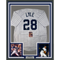 Framed Autographed/Signed Sparky Lyle 35x39 New York Pinstripe Baseball Jersey JSA COA