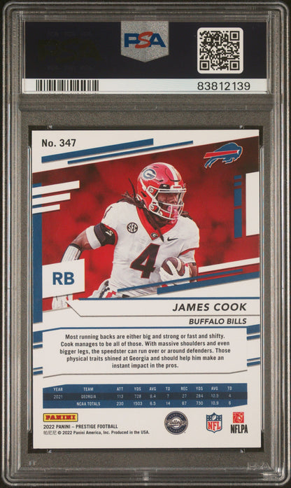 Graded 2022 Panini Prestige James Cook #347 Diamind Xtra Points Rookie RC Football Card PSA 10 Gem Mint