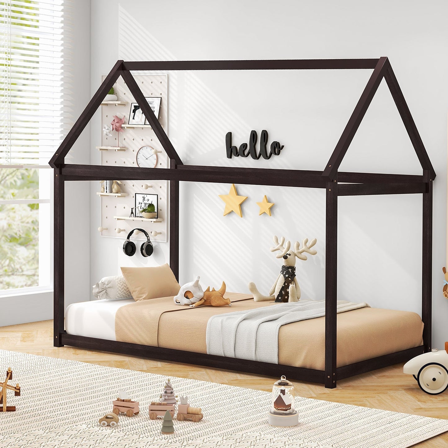 Stable Kids Platform Floor Bed with Roof an