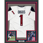 Framed Autographed/Signed Stefon Diggs 35x39 Houston White Football Jersey Beckett BAS COA