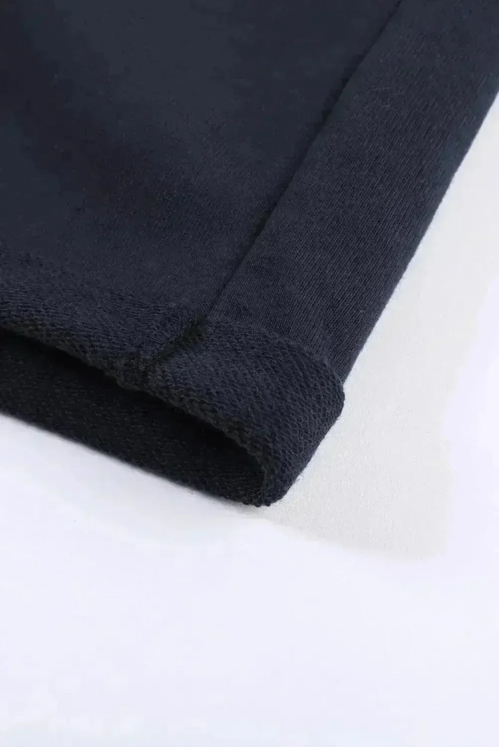 Summer Women Navy Blue Tie Waist Side Pockets Cuffed Lounge Shorts