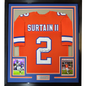 Framed Autographed/Signed Patrick Surtain II 35x39 Denver Retro Orange Football Jersey JSA COA