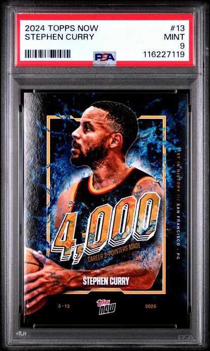Graded 2024 Topps Now Steph Curry #13 Basketball Card PSA 9 Mint