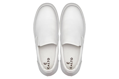 CALTO - T1022 - 2.6 Inches Taller (White) - Lightweight Nappa Leather Loafer