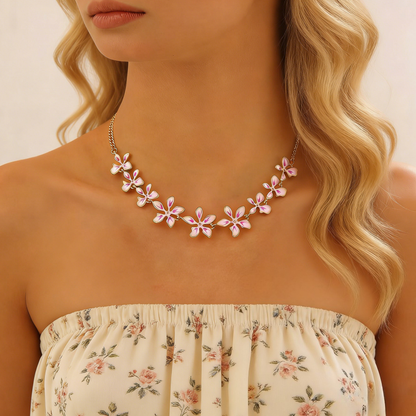 Trendy Geometric Enamel Flower Jewelry Set