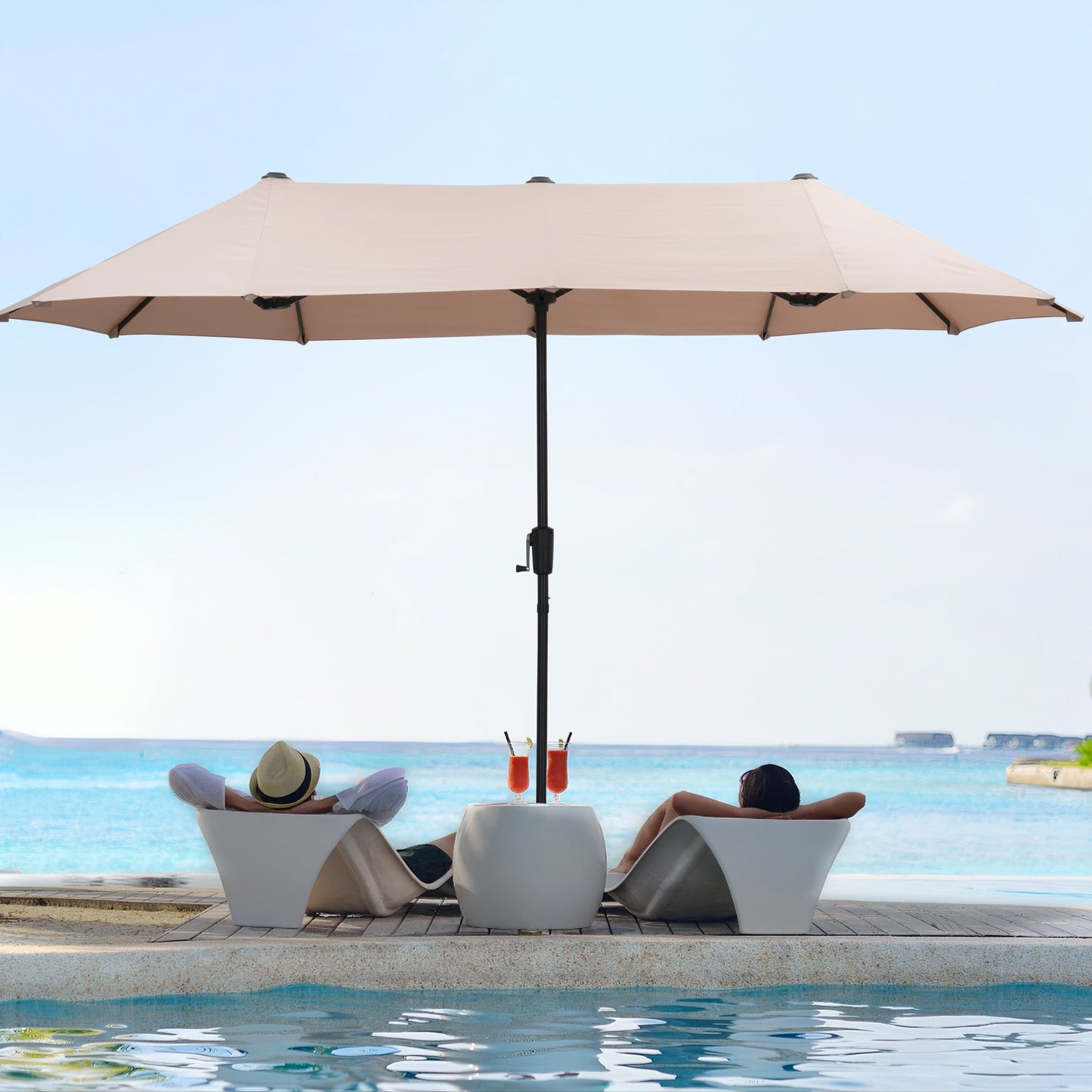 Ainfox 13ft Large Patio Umbrella, Outdoor Double-Sided Rectangle Market Heavy Duty Umbrellas without Base