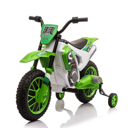 TOBBI 12V Electric Kids Ride-On Dirt Bike with Training Wheels