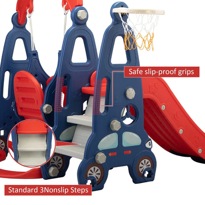 TOBBI & NYEEKOY 3-in-1 Car-Themed Toddler Slide and Swing Set