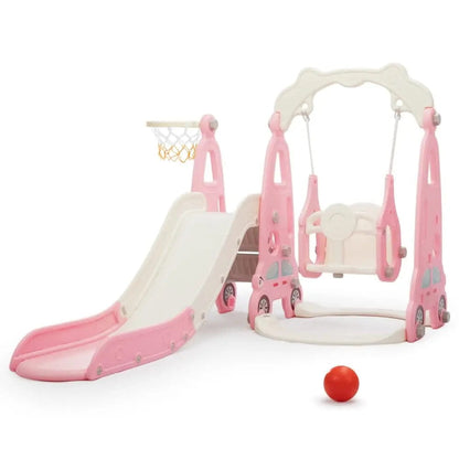 TOBBI & NYEEKOY 3-in-1 Car-Themed Toddler Slide and Swing Set