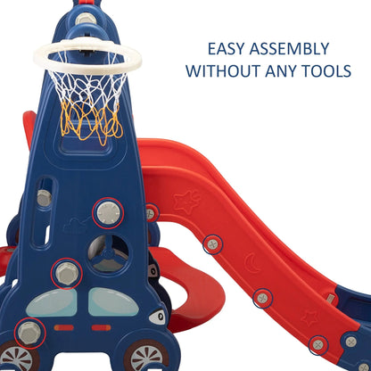 TOBBI & NYEEKOY 3-in-1 Car-Themed Toddler Slide and Swing Set