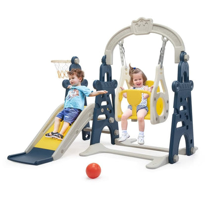 TOBBI & NYEEKOY 4-in-1 Toddler Slide and Swing Playset with Hoop