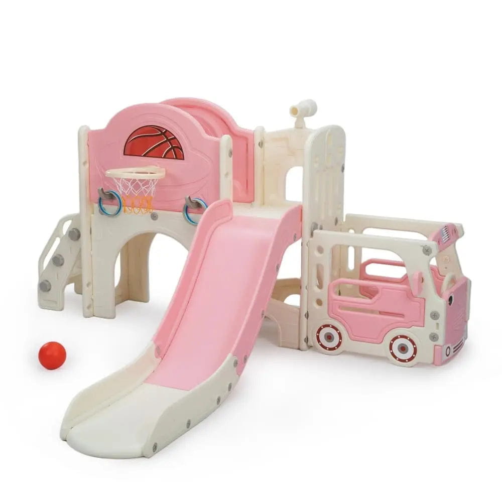 TOBBI & NYEEKOY 9-in-1 Bus-Themed Toddler Slide and Climber Set