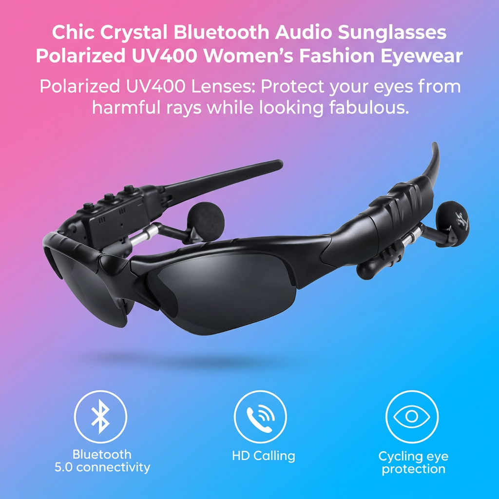 Chic Crystal Bluetooth Audio Sunglasses – Polarized UV400 Women's Fashion Eyewear