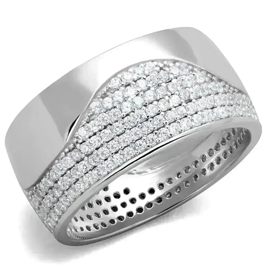 TS378 Rhodium Sterling Silver Ring – AAA Clear CZ Solitaire
