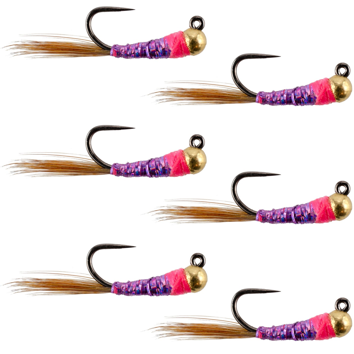 Tungsten Hot Spot Purple Perdigon Tactical Euro Nymph Fly - 6 Flies Size 16
