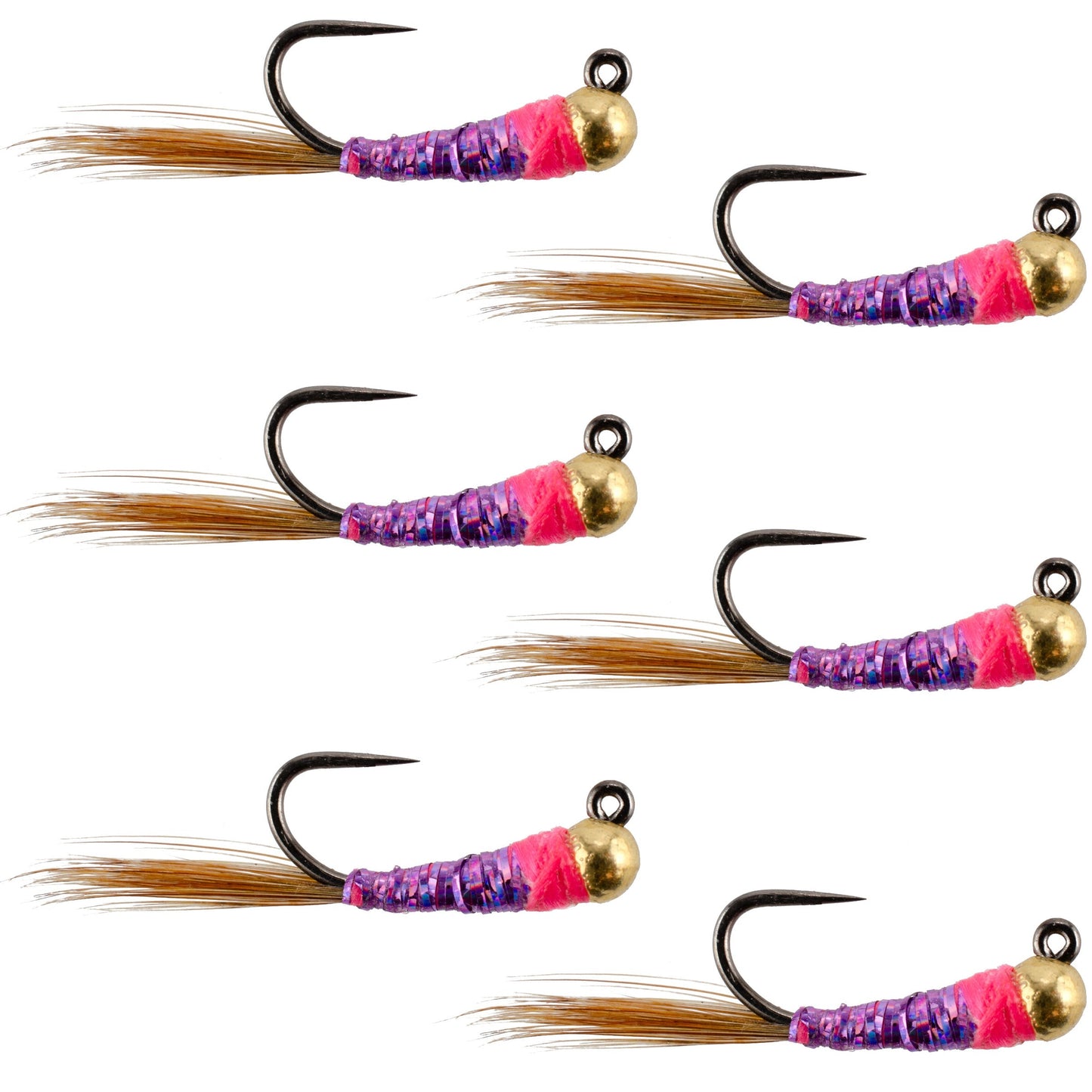 Tungsten Hot Spot Purple Perdigon Tactical Euro Nymph Fly - 6 Flies Size 14