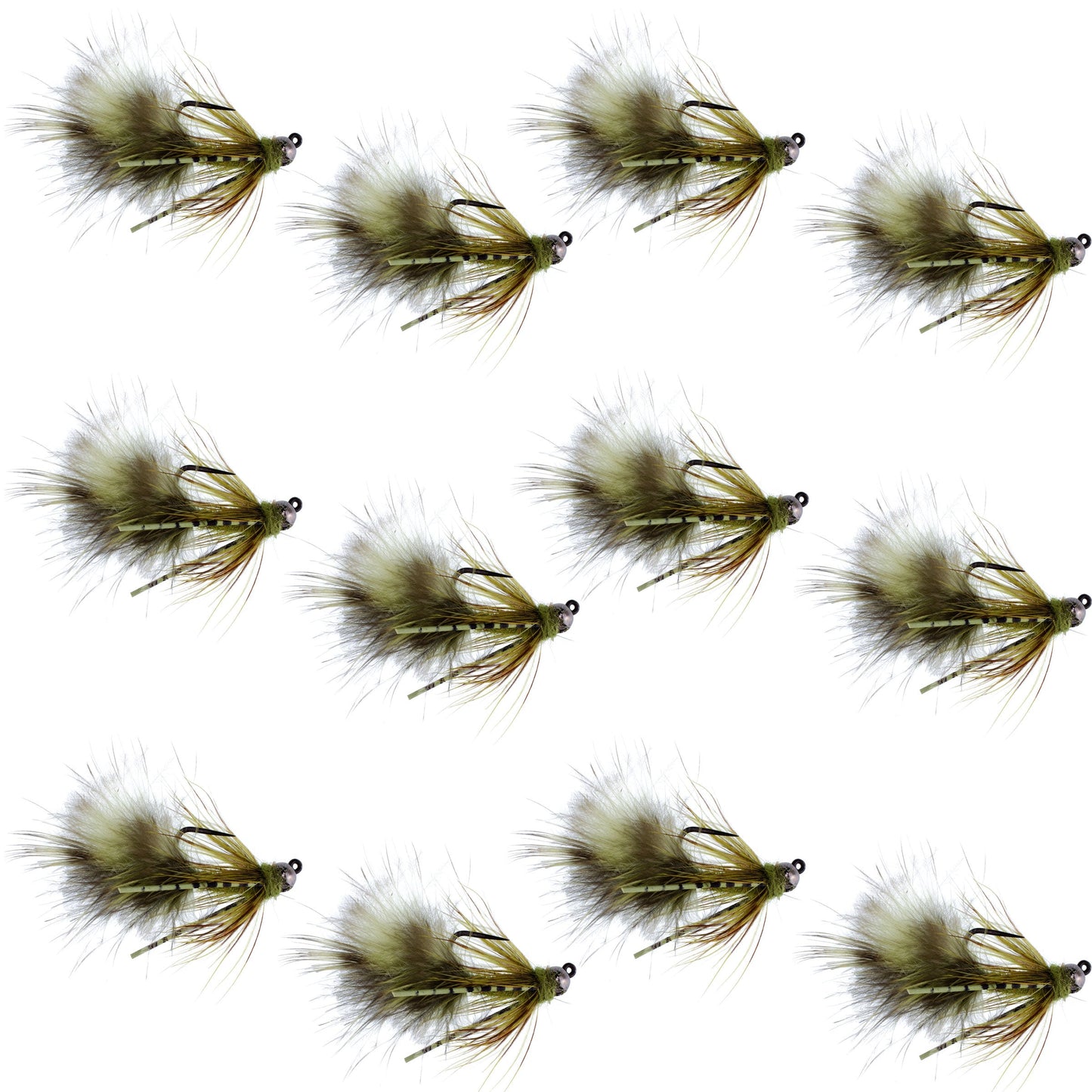 Tungsten Bead Tactical Mini Bugger Euro Nymph Fly - 12 Flies Size 12
