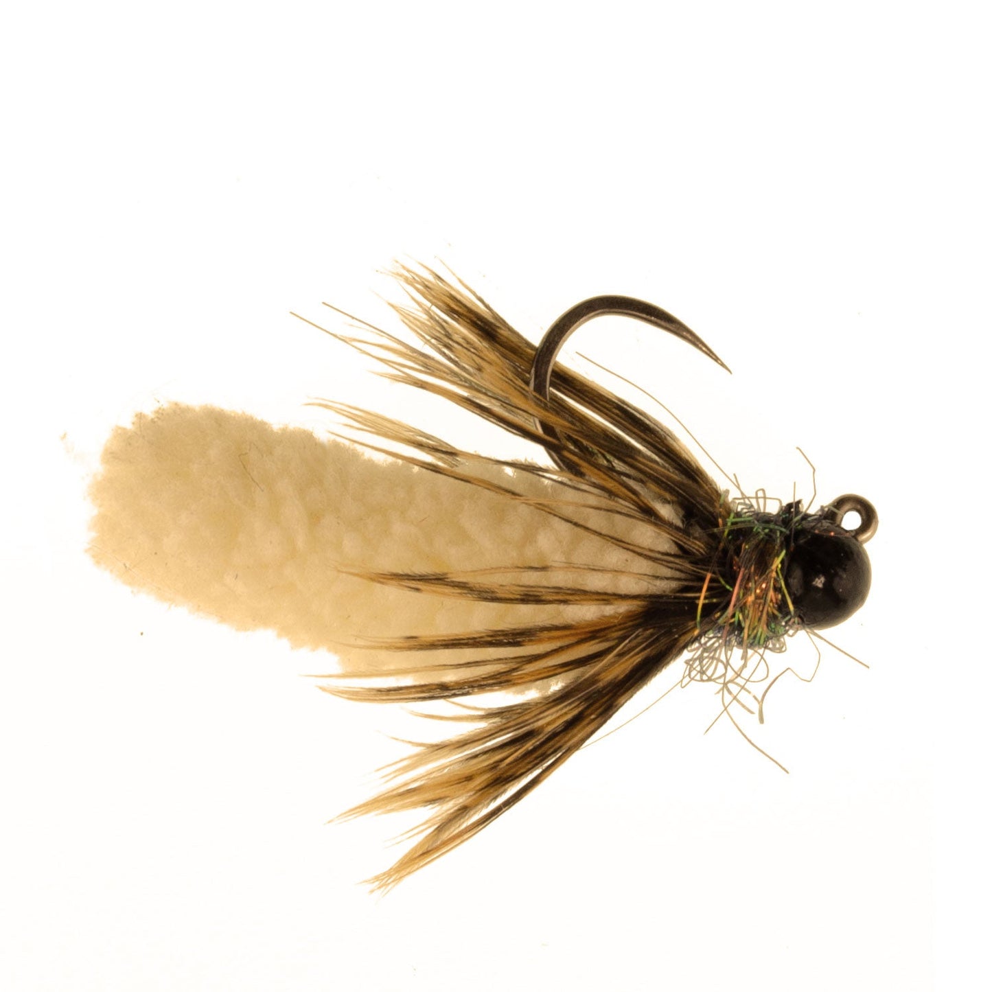 Tungsten Bead Tan Mop Fly Tactical Euro Nymph Barbless 12 Flies - Size 14