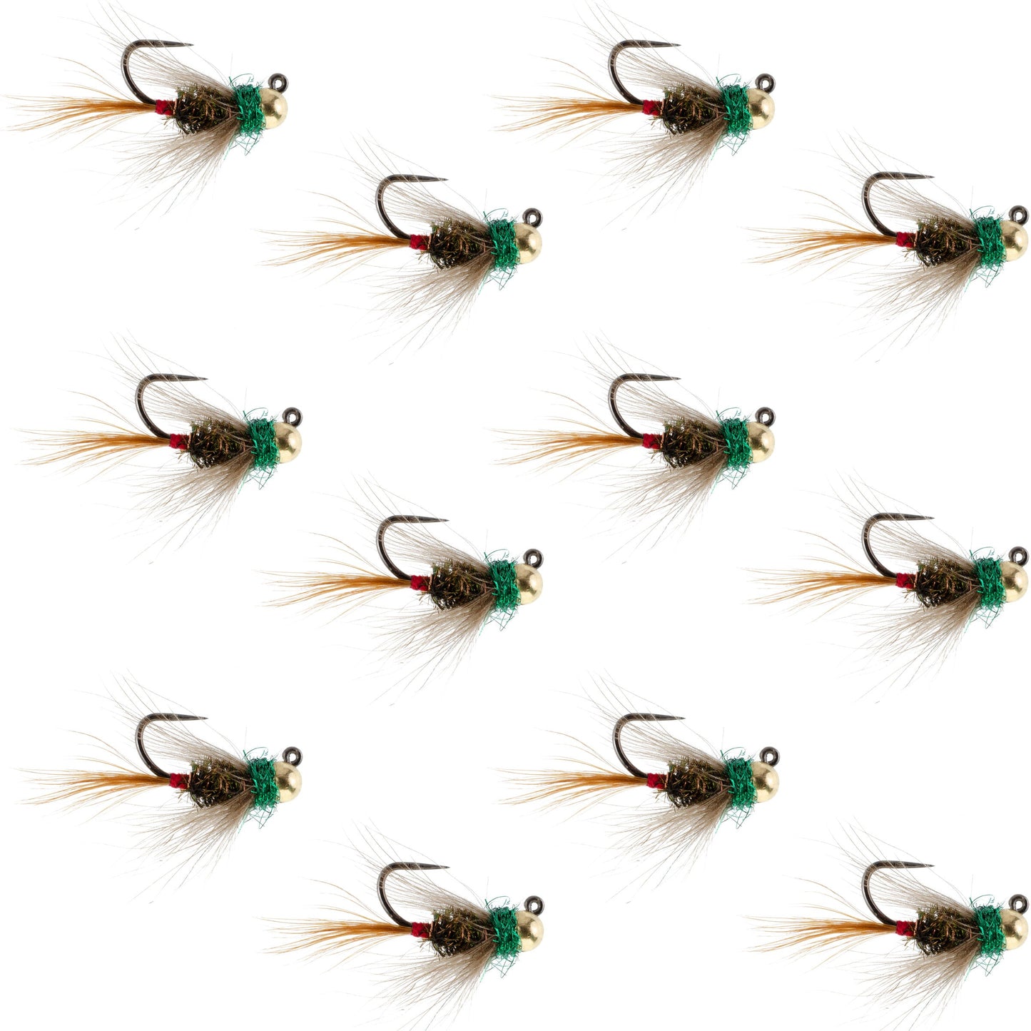 Tungsten Bead Tactical CDC Frenchie  Nymph Euro Fly - 12 Flies Size 12