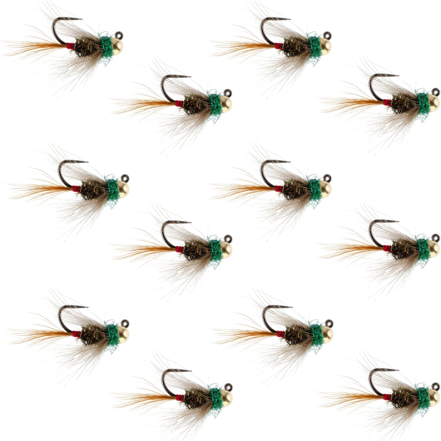 Tungsten Bead Tactical CDC Frenchie  Nymph Euro Fly - 12 Flies Size 14