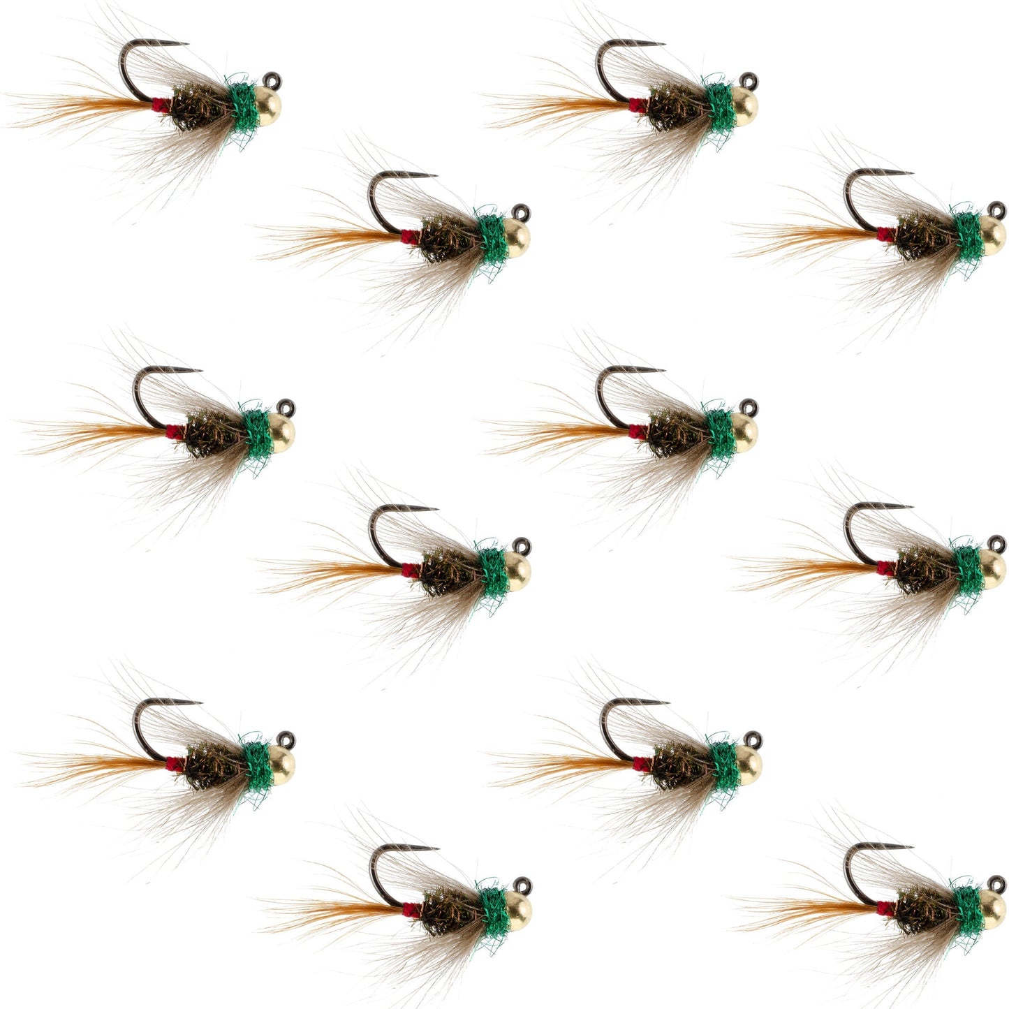 Tungsten Bead Tactical CDC Frenchie  Nymph Euro Fly - 12 Flies Size 16