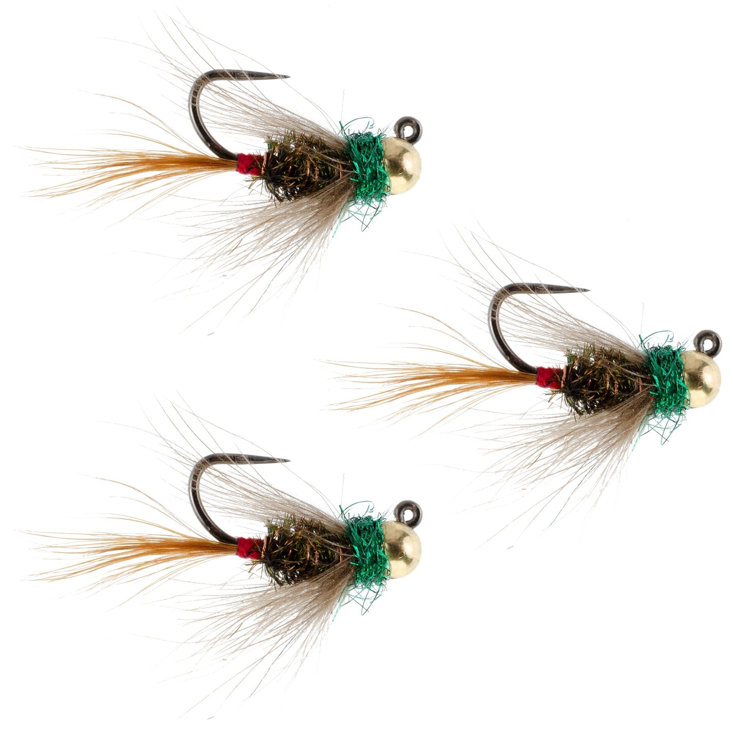 3 Pack Tungsten Tactical CDC Frenchie Euro Nymph Jig - Size 12