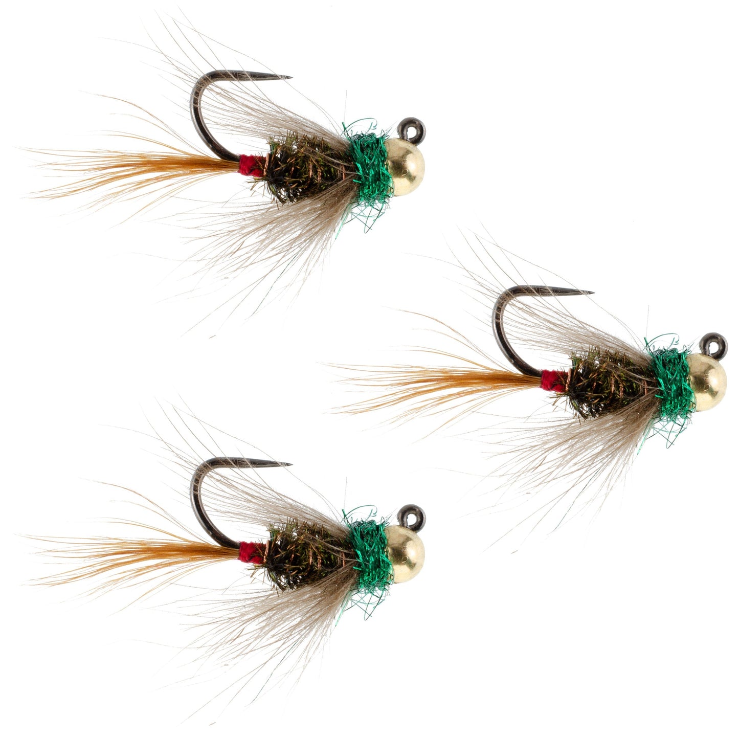 3 Pack Tungsten Tactical CDC Frenchie Euro Nymph Jig - Size 14