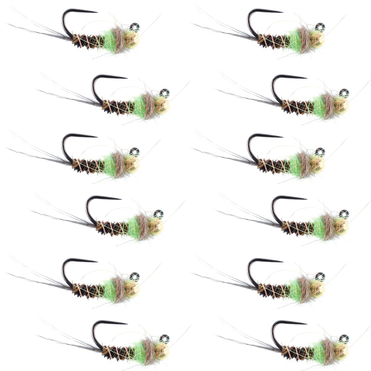 Tungsten Hot Spot Pheasant Tail Tactical Jig Euro Fly - 12 Flies Size 18