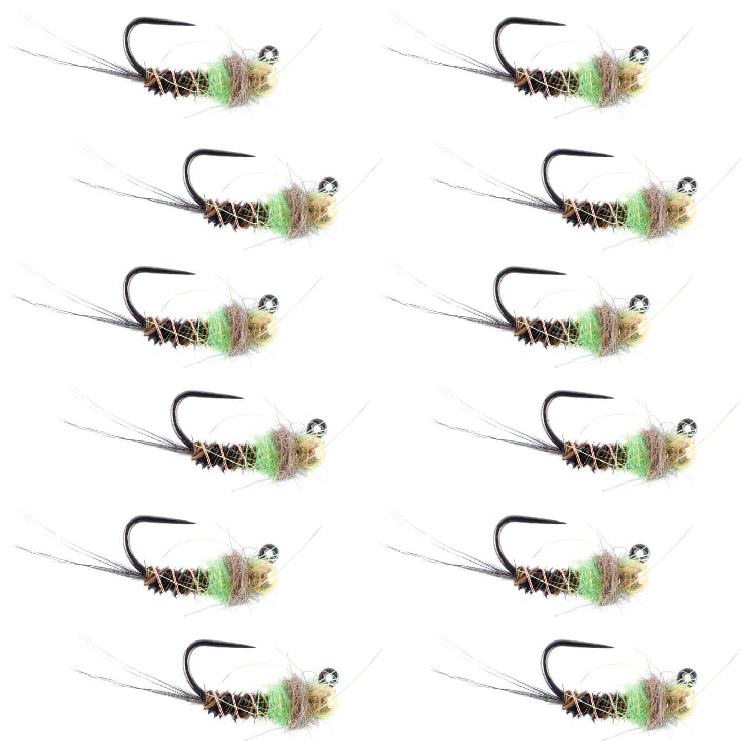 Tungsten Hot Spot Pheasant Tail Tactical Jig Euro Fly - 12 Flies Size 16
