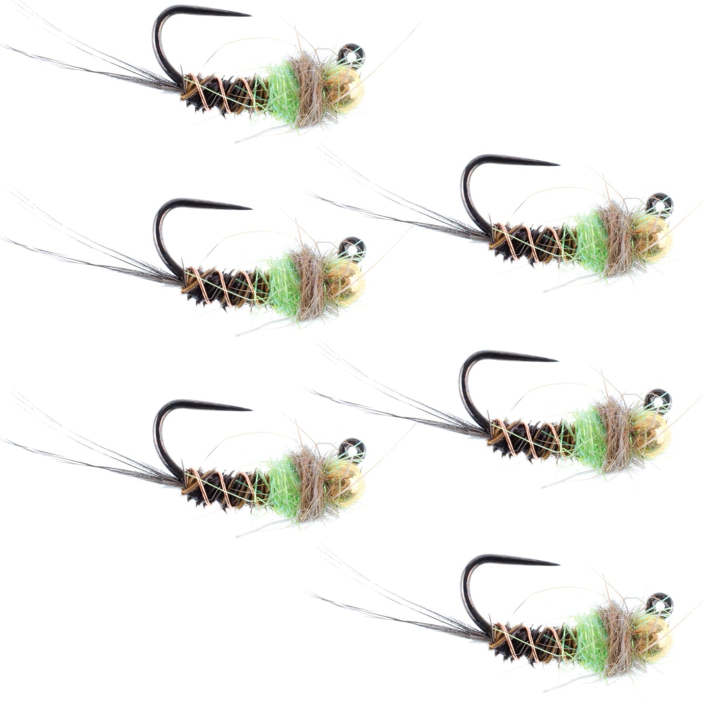 Tungsten Soft Hackle Pheasant Tail Tactical Euro Jig - 6 Flies Size 12