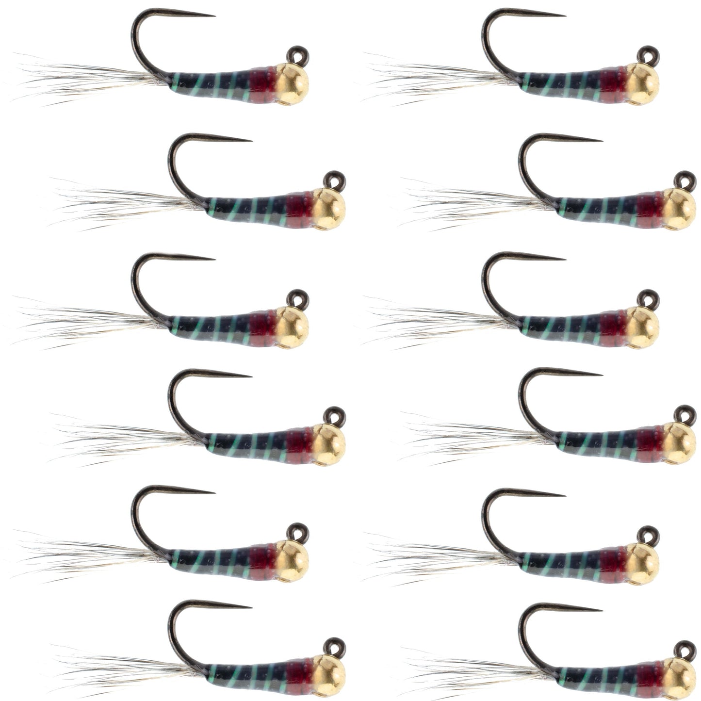 Tungsten Black Perdigon Tactical Jig Czech Euro Nymph - 12 Flies Size 14
