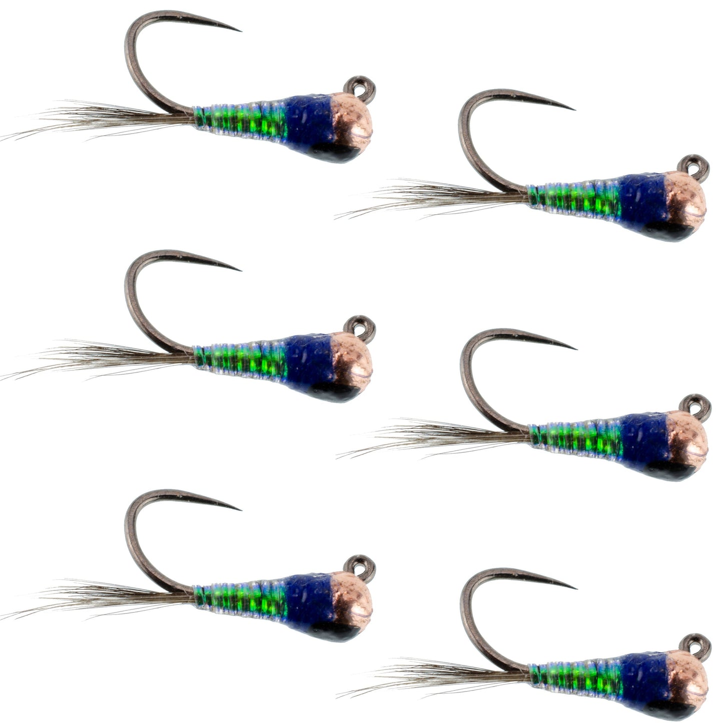 Tungsten Gasolina Perdigon Tactical Jig Euro Nymph Fly - 6 Flies Size 18