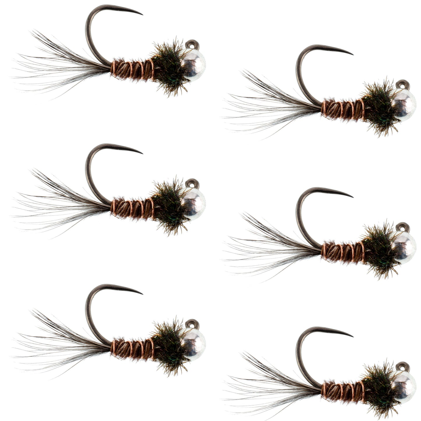 Tungsten Pheasant Tail Tactical Nymph Euro Jig - 6 Flies Size 16