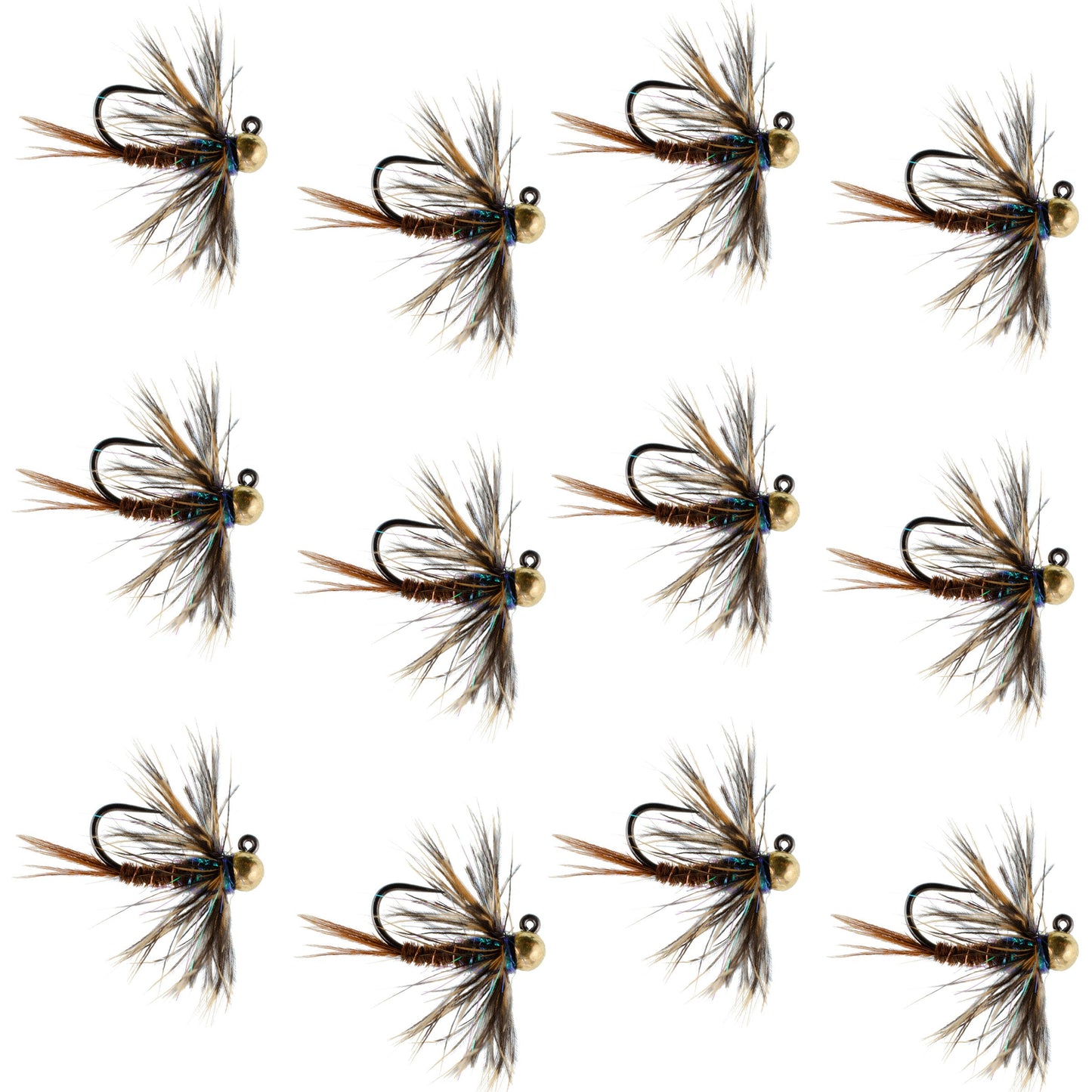 Tungsten Soft Hackle Pheasant Tail Tactical Euro Jig - 12 Flies Size 16