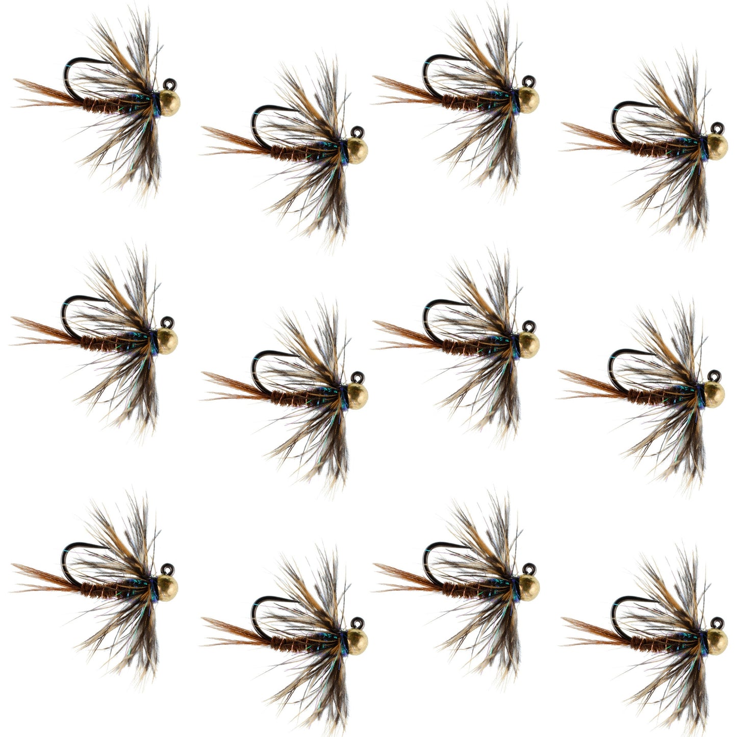 Tungsten Soft Hackle Pheasant Tail Tactical Euro Jig - 12 Flies Size 14